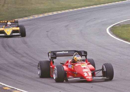 The British Grand Prix at Brands Hatch 1984 Michele ahead of Manfred Winkelhok in the ATS.