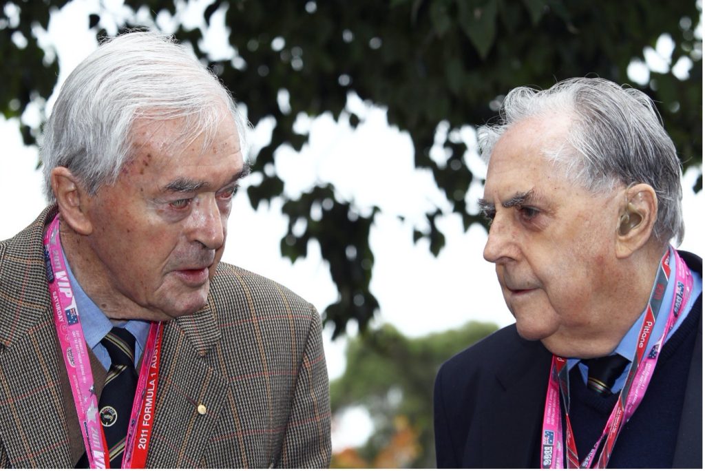 Tony Gaze and Jack Brabham reminisce at the Australian GP 2011 (Photo Grand Prix Photo- Peter Nygaard)