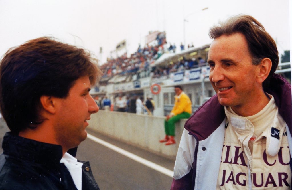 Michael Andretti with John Watson at Le Mans during the Jaguar days