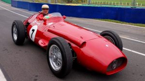 Tim at the wheel of the iconic 250F1 Maserati (Photo by Jonathan DiMaggio/Getty Images for AGPC)