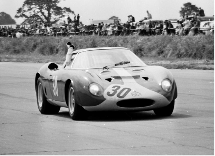 Winning at Silverstone in the Maranello Concessionaires Ferrari 250 LM. (Photo Graham Gauld)