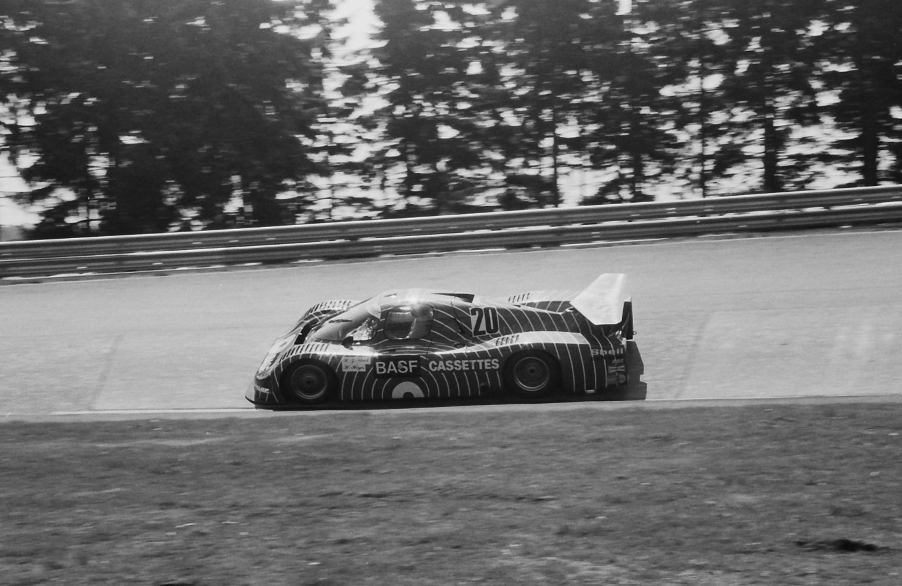 Hans Joachim Stuck at the wheel of the C6 BASF sponsored Sauber at the Nurburgring (Photo by Graham Gauld)