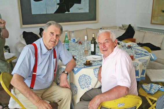 Tim Parnell, left, with the late Jean Pierre Beltoise at one of the Club lunches hosted by Adrian Maeght at his villa in St Paul de Vence