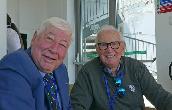 Former Club President, Howden Ganley, photographed in the BRDC Clubhouse with former McLaren British GP winner John Watson.
